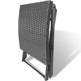 vidaXL Folding Stool Poly Rattan Black