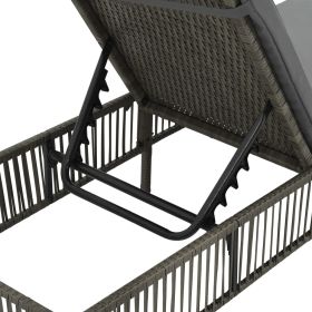 vidaXL Sun Lounger with Cushion Poly Rattan Gray