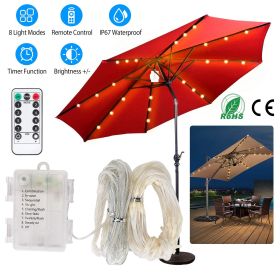 Patio Umbrella Lights 8 Lighting Mode Waterproof Parasol Timer Lamps W/ Remote Controller 104 LED 8 Bundles Warm White