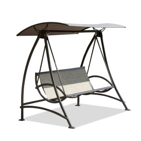 3-Seat Patio Swing Chair, Outdoor Porch Swing with Adjustable Canopy and Durable Steel Frame, Patio Swing Glider for Garden, Deck, Porch, Backyar