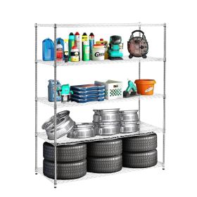 Warehouse, supermarket,kitchen,and other 5-layer heavy-duty adjustable shelves with wheels and adjustable feet