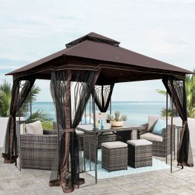 10x10 Outdoor Patio Gazebo Canopy Tent With Ventilated Double Roof And Mosquito net(Detachable Mesh Screen On All Sides),Suitable for Lawn, Garde