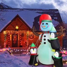 5.9FT Christmas Inflatable Outdoor Decoration Snowman Penguin Blow Up Yard Decoration with LED Light Built-in Air Blower for Winter Holiday Xmas