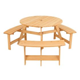 Kids Outdoor Wooden Picnic Table and Bench Set with Umbrella Hole