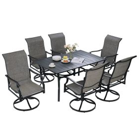 VEVOR 7 Pieces Patio Dining Set, Outdoor Furniture Table and Swivel Chairs Set, All Weather Garden Furniture Table Sets