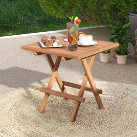 Square Patio Folding Table Indonesia Teak Wood with Slatted Tabletop Portable for Picnic