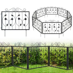 Decorative Garden Fence 8 Pack, 23.5''(H) x 15.3ft (L) Rustproof Metal Fencing Animal Barrier