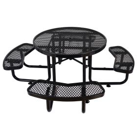 Round Outdoor Steel Picnic Table 46" black ,with umbrella pole