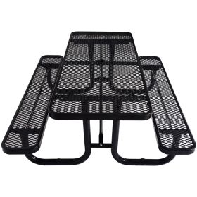 6 ft. Rectangular Outdoor Steel Picnic Table ,BLACK with umbrella pole