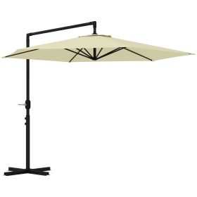 Outsunny 9.5FT Cantilever Patio Umbrella with Crank, Cross Base and Air Vent, Round Hanging Offset Umbrella, Heavy Duty Outdoor Umbrella for Gard