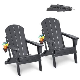 VEVOR Adirondack Chair Plastic Set of 2 All-Weather Folding Fire Pit Gray