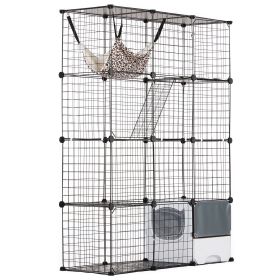 Large 4-tier Cat Cage 41 x 14 x 55" Metal Wire Cat Enclosure with Hammock