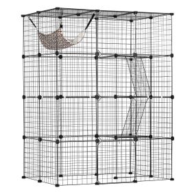 Large 4-tier Cat Cage 41 x 28 x 55" Metal Wire Cat Enclosure with Hammock