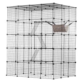 Large 4-tier Cat Cage 54 x 41 x 69" Metal Wire Cat Enclosure with Hammock