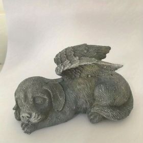 1pc Resin Angel Pet Statue, Dog Cat Memorial Garden Statue, Indoor Outdoor Decor Home Memorial Garden Grave Marker Statue, Lawn Yard Garden Ornam (Color: Gray Angel Dog)