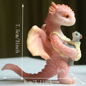 1pc Miniature Fairy Garden Figurines, Cute Resin Dragon Statue, Mini Dragon Reading Figurine, Mini Pink Dragon And Baby Statue, Fairy Garden Deco (Items: Dragon And Baby Dragon)