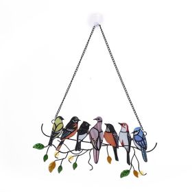 1set, Wrought Iron Bird Ornament Metal Model 4 Birds 7 Birds Pendant Painted Spray Paint Welding Handicraft Window Decoration, Garden Patio Decor (Color: 7 Birds Metal Style 1)