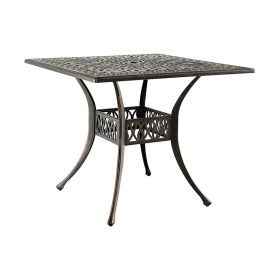 Cast Aluminum Outdoor Patio Dining Table (Color: Bronze, size: 35.4" x 35.4" x 29.5")