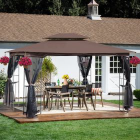 13x10 Outdoor Patio Gazebo Canopy Tent With Ventilated Double Roof And Mosquito net(Detachable Mesh Screen On All Sides),Suitable for Lawn, Garde (Color: as Pic)