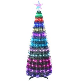 LED Lights Collapsible Christmas Tree Light with Remote App Control IP65 Waterproof Customized Multi-Color Mode Timer Setting Work with Alexa Goo (Height: 1.5m)