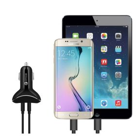 Triple Source Car Charger 2x USB And Type C Ports (Color: Black)