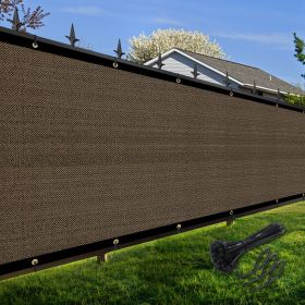 Artpuch Privacy Fence Screen Brown Customized Outdoor Mesh Panels for Backyard, Balcony,Patio,Construction Site with Zip Ties (Color: Brown, size: 6x30 ft)