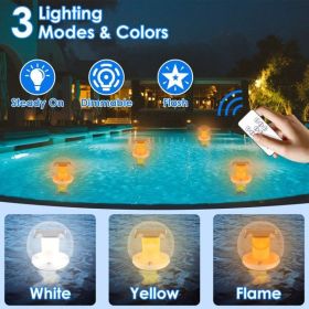 2Pcs Solar Floating Pool Lights Solar Flame Stake Lights IP67 Waterproof Outdoor Globe Ball Lights With 3 Lighting Colors Modes For Pool Garden P (Color: as picture)