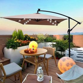 Rectangle 2x3M Outdoor Patio Umbrella Solar Powered LED Lighted Sun Shade Market Waterproof 6 Ribs Umbrella with Crank and Cross Base for Garden (Color: as Pic)